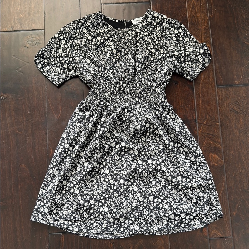 Floral Black and White Dress
